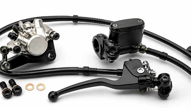 Hydraulic brake on white background