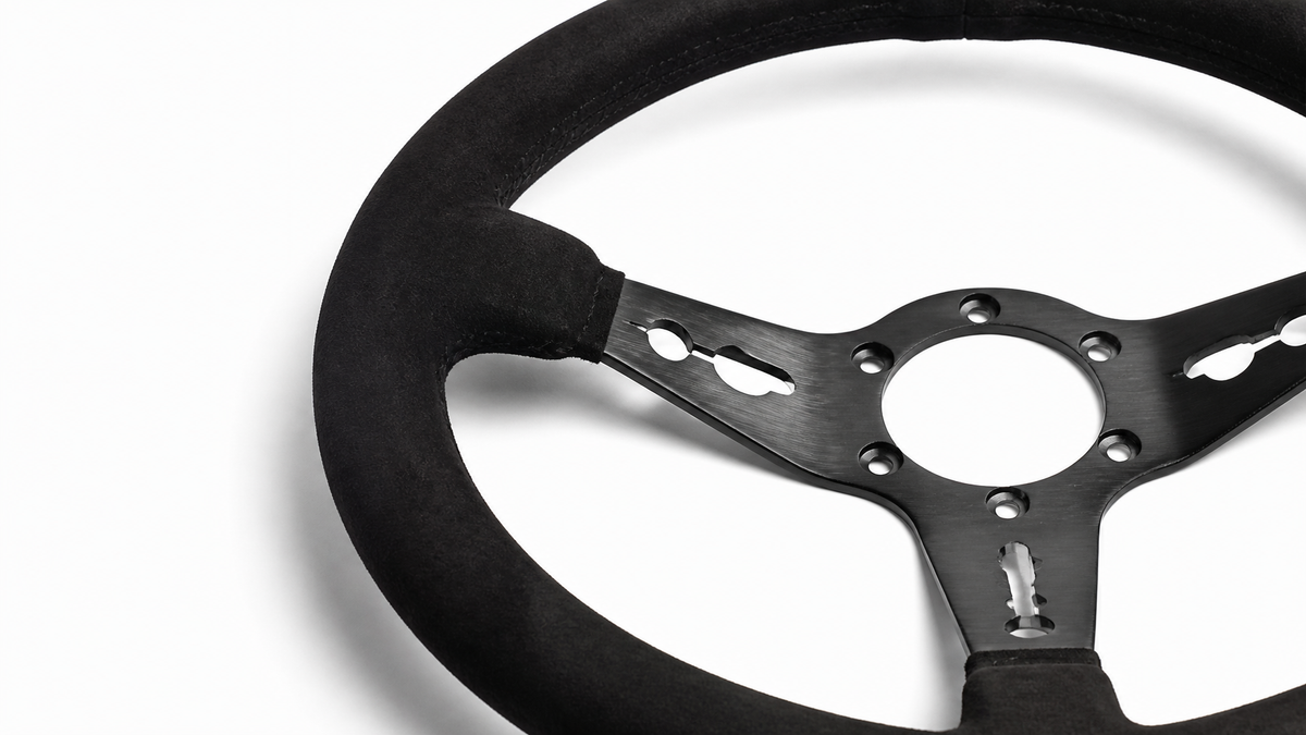 Steering wheel on white background