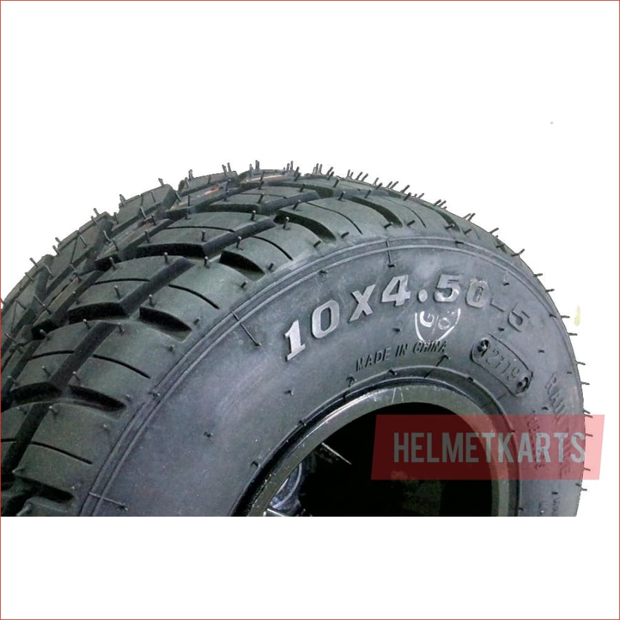 10x4.50-5" Semi slick front Alloy wheel (rim and tyre) Pair (x2) - Helmetkarts