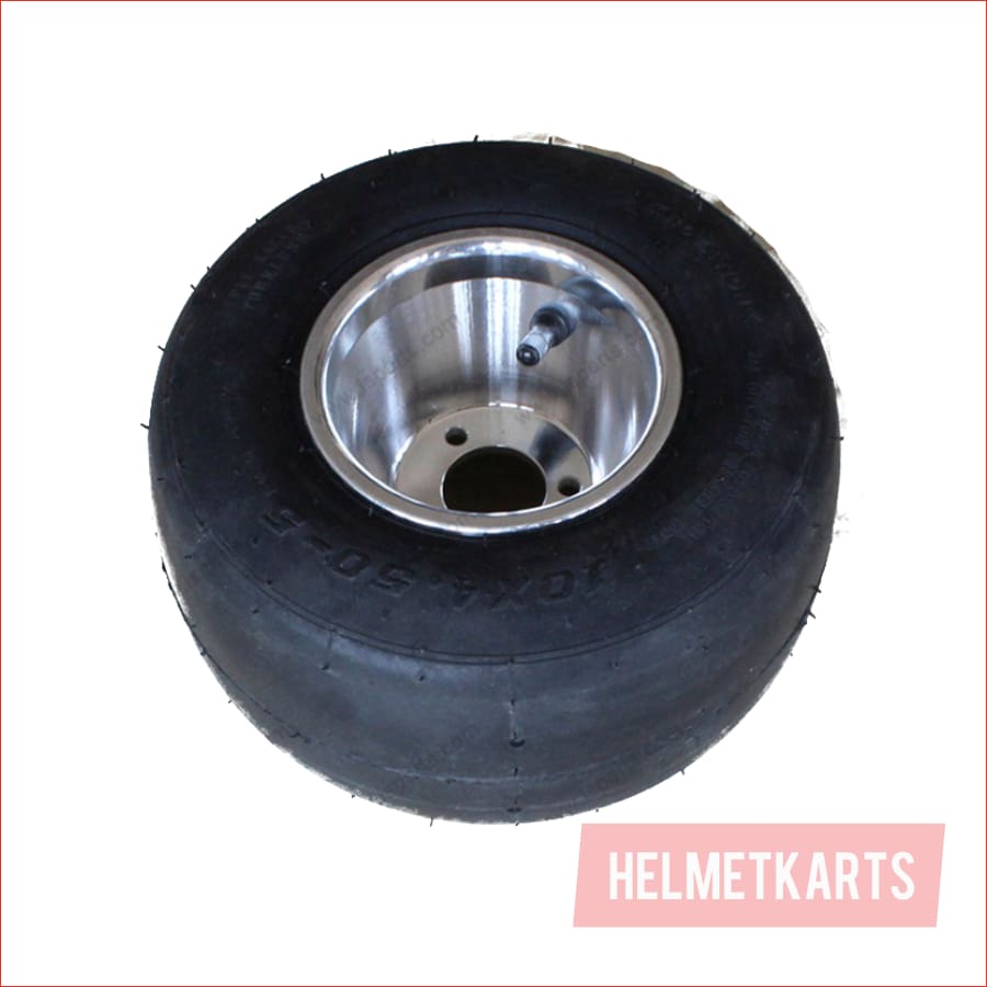 11x7.10-5" Super slick Rear Alloy wheel (rim and tyre) Pair (x2) - Helmetkarts