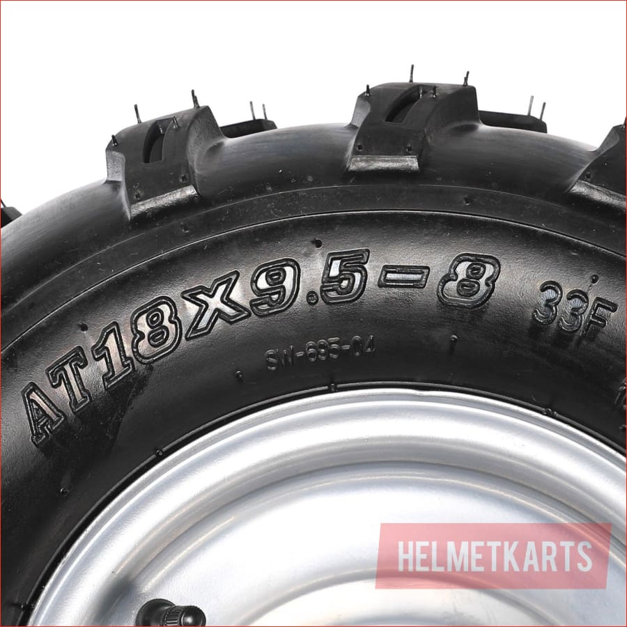 18x9.5-8" Off road road wheel (rim and tyre) Pair (x2) - Helmetkarts