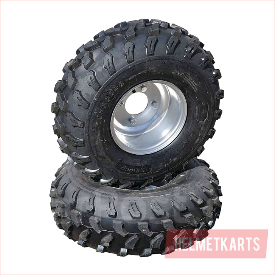 19x7-8" Knobby wheel (rim and tyre) Pair (x2) - Helmetkarts