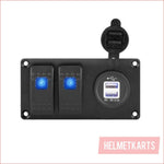 2 Gang Rocker Switch Panel w/ USB charger - Helmetkarts