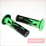 Green FLAME 24mm 22mm Throttle Handgrip Hand Grips PIT PRO Trail Dirt Bike Blygo