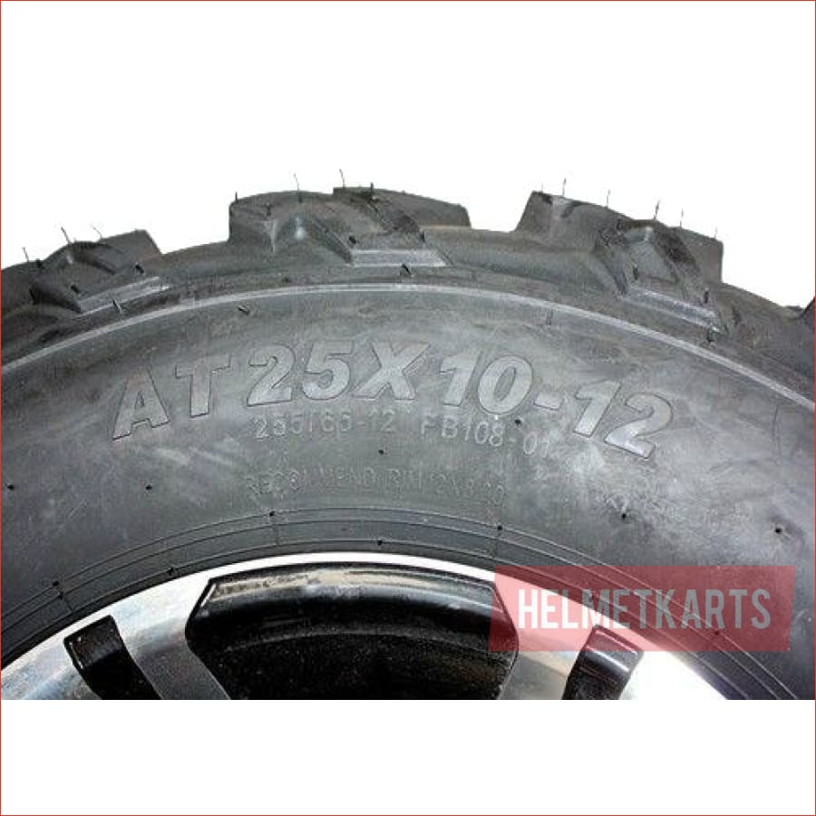25x10-12" Rear Alloy Rim Wheel (rim and tyre) Pair (x2) - Helmetkarts
