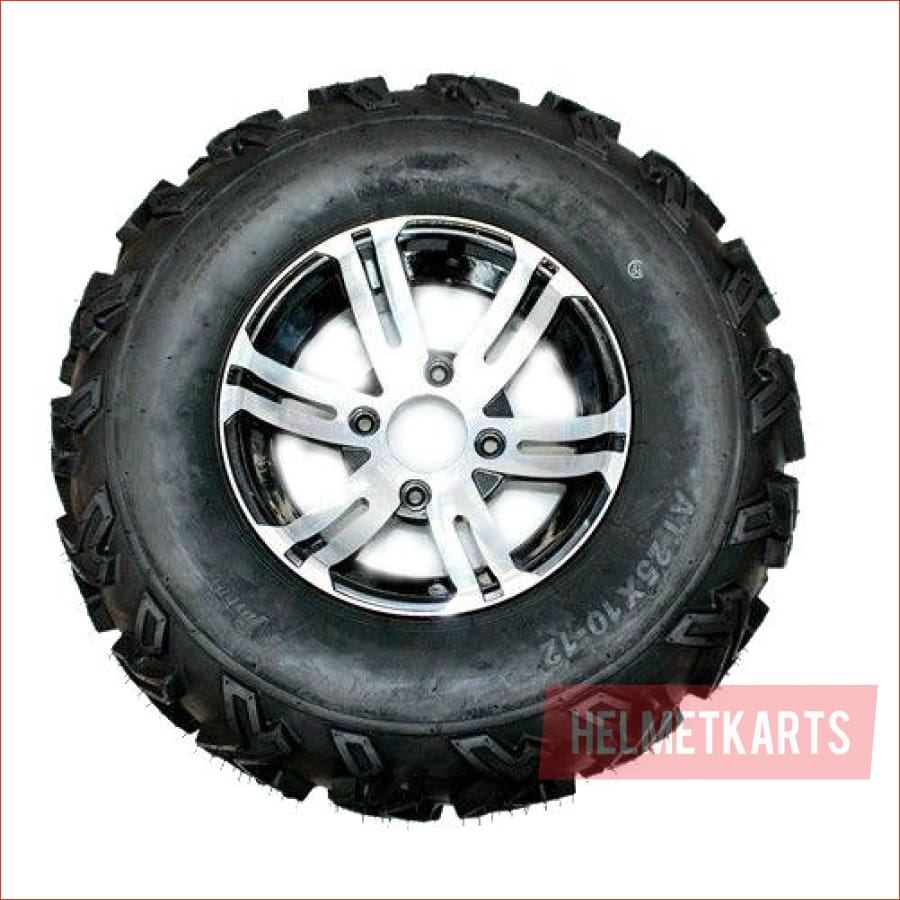 25x10-12" Rear Alloy Rim Wheel (rim and tyre) Pair (x2) - Helmetkarts