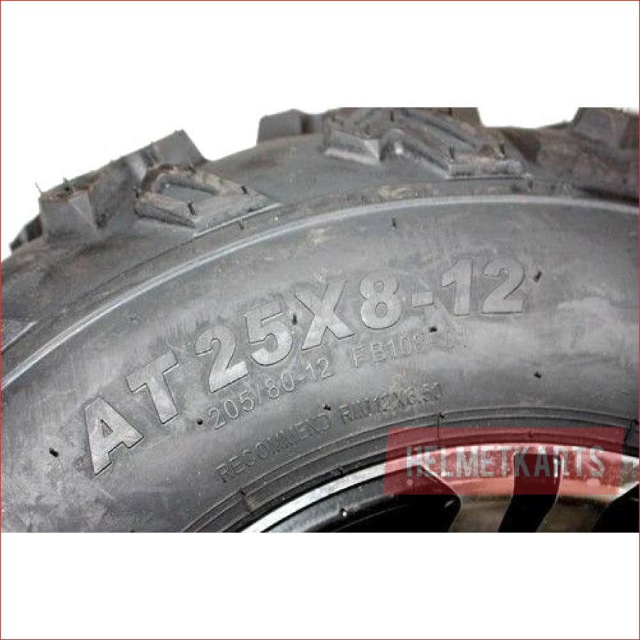 25x8-12" Front Alloy Rim Wheel (rim and tyre) Pair (x2) - Helmetkarts