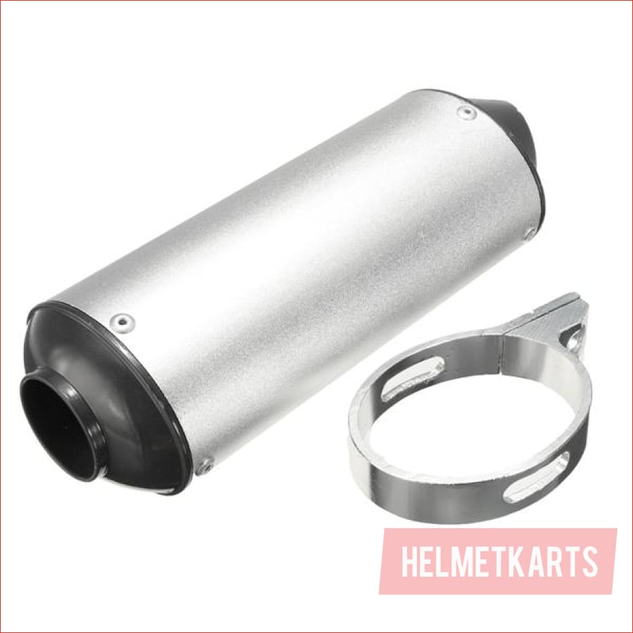 28mm / 38mm Matte silver alloy exhaust muffler - Helmetkarts