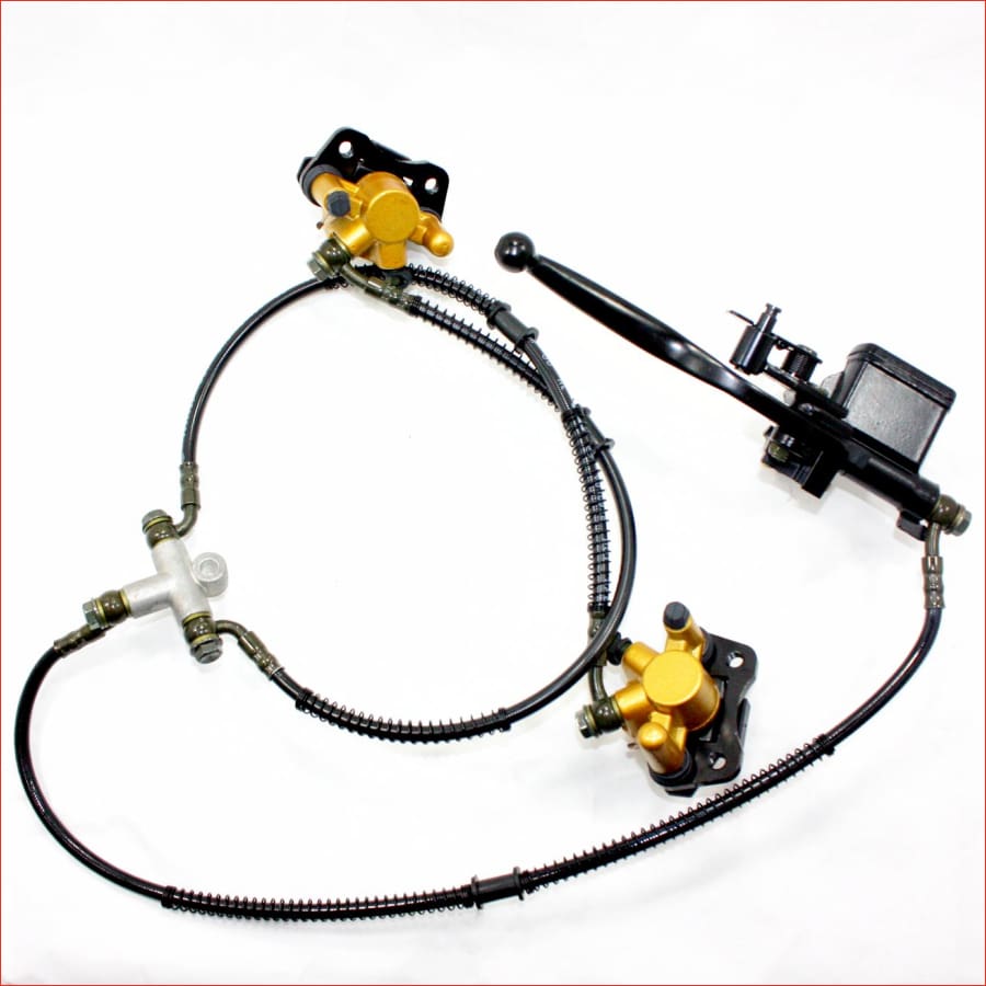 Hydraulic Twin Disc Brake Calipers System + Pads 110cc 125cc Quad Dirt Bike ATV Blygo