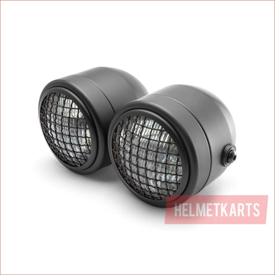 3.5" Dual Matte black Mesh Head light - 40/50 watts - Helmetkarts