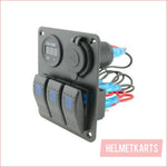 3 Gang Rocker Switch Panel w/ USB charger - Helmetkarts