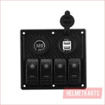 4 Gang Rocker Switch Panel w/ USB Charger - Helmetkarts