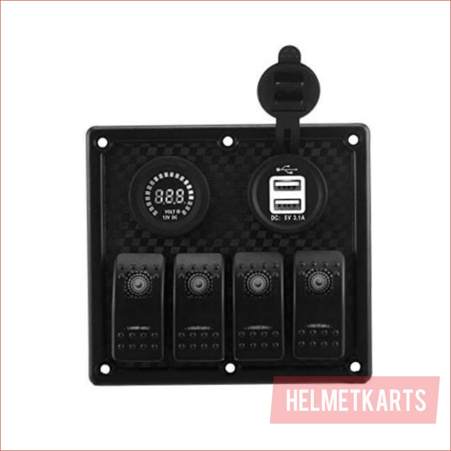 4 Gang Rocker Switch Panel w/ USB Charger - Helmetkarts