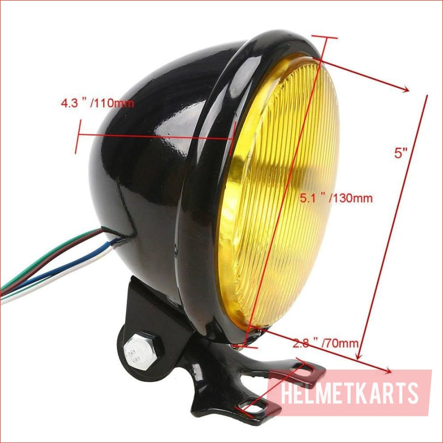 5" Chrome Head lamp light - 3/5 watts - Helmetkarts