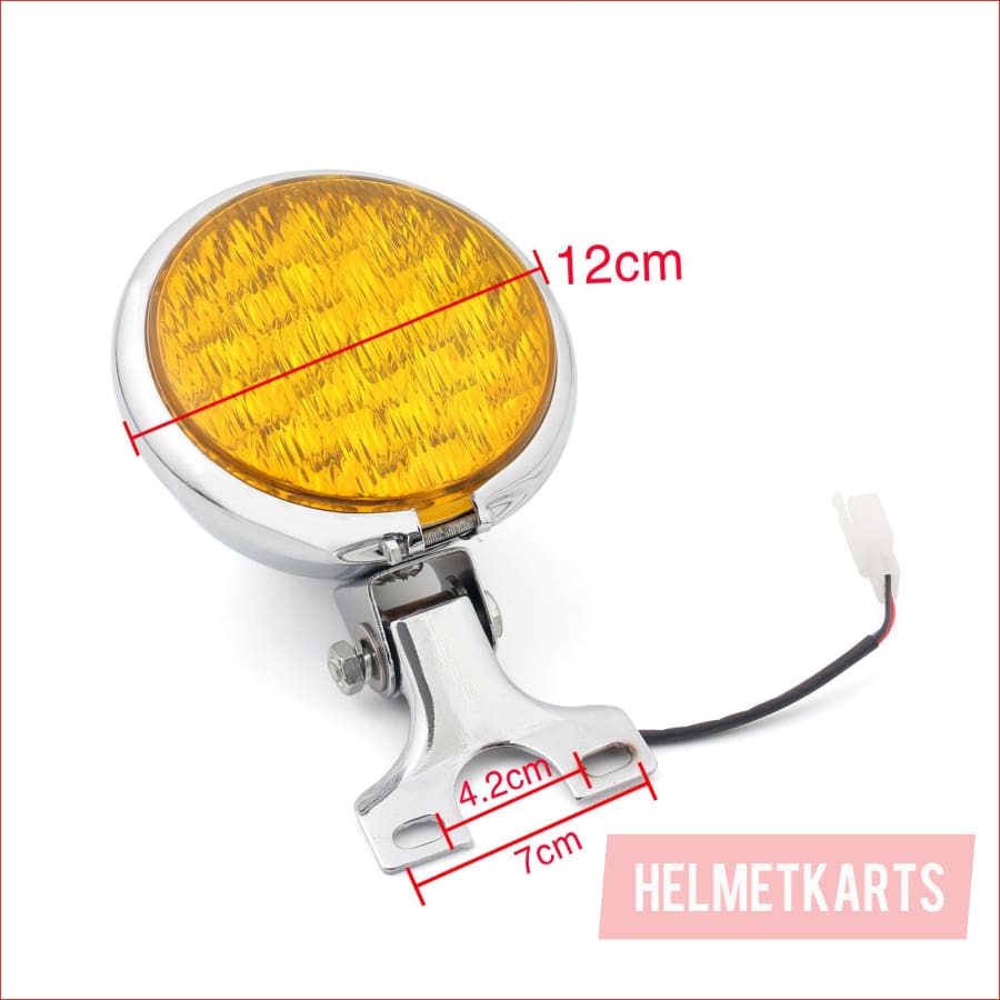 5" LED Chrome Amber Head lamp light - 3/5 watts - Helmetkarts