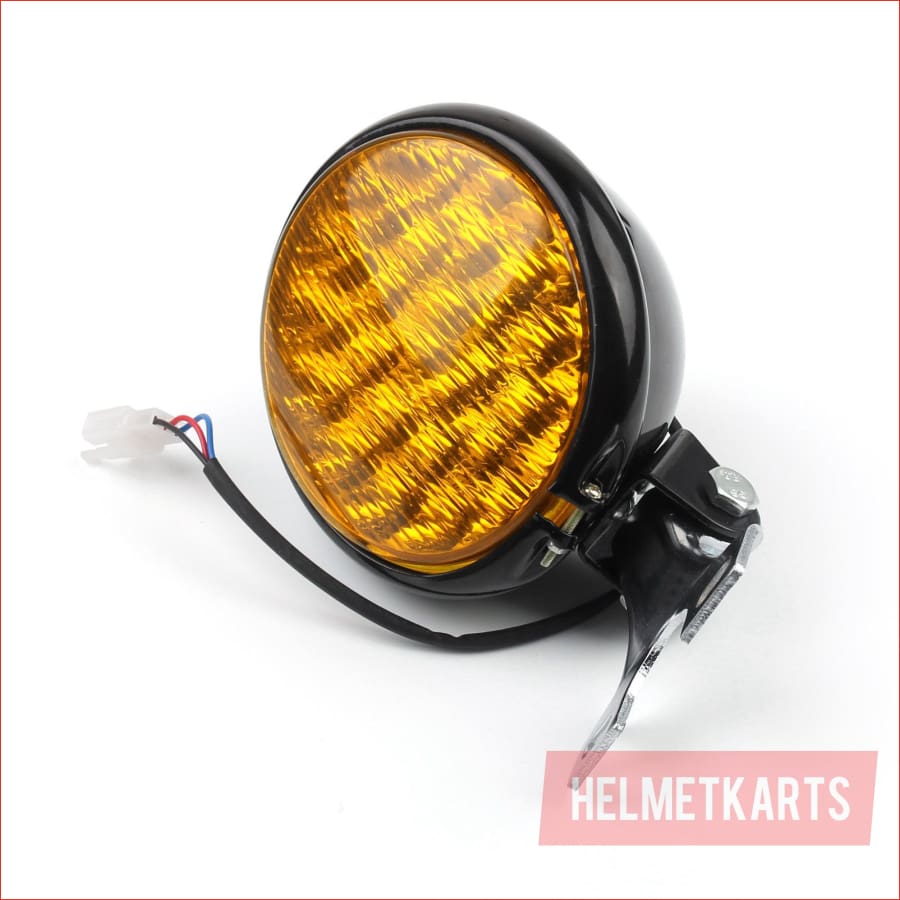5" LED Gloss black Amber Head lamp light - 3/5 watts - Helmetkarts