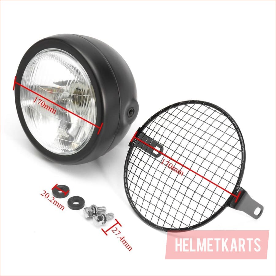 6.5" Matte black Mesh Head light - 40 watts - Helmetkarts