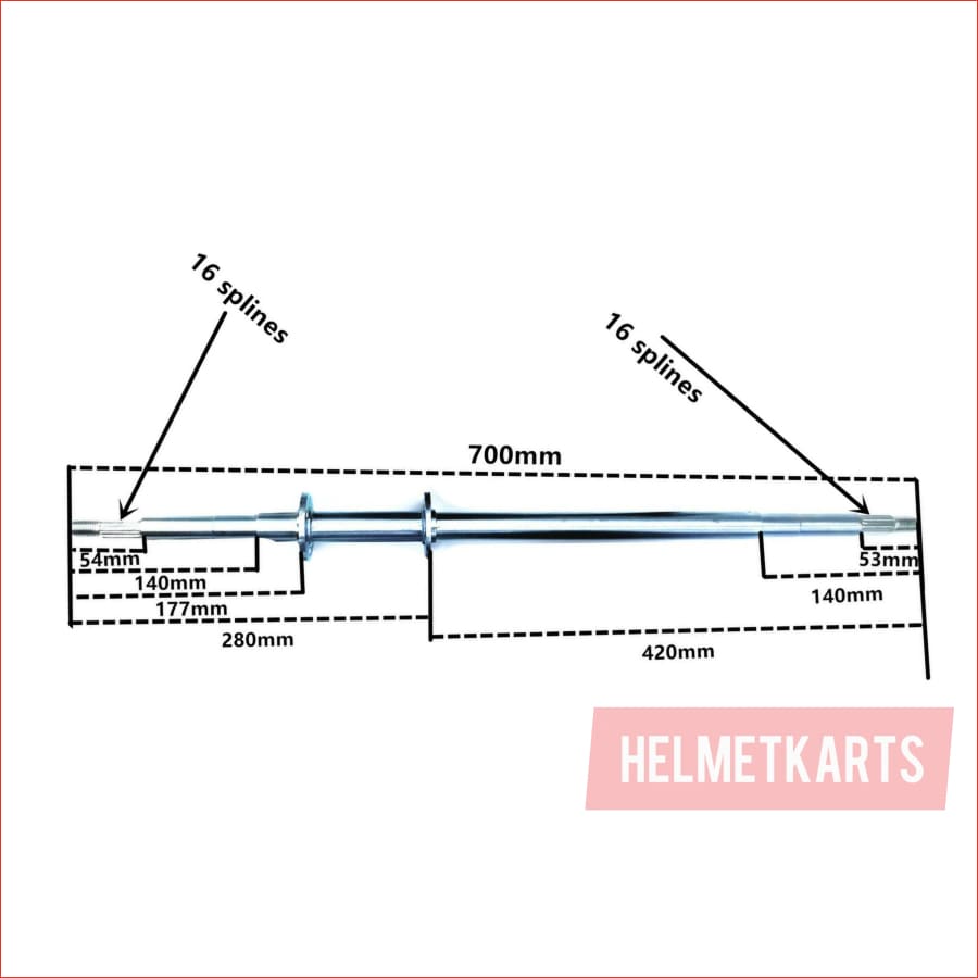700mm / 25mm / Splined axle - Helmetkarts