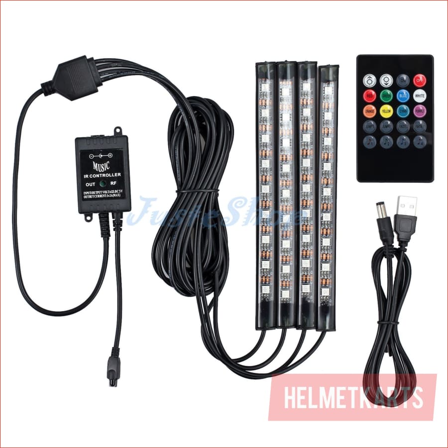 Set (x4) RGB Multi - Color LED Strip w/ Remote - 120mm - Helmetkarts