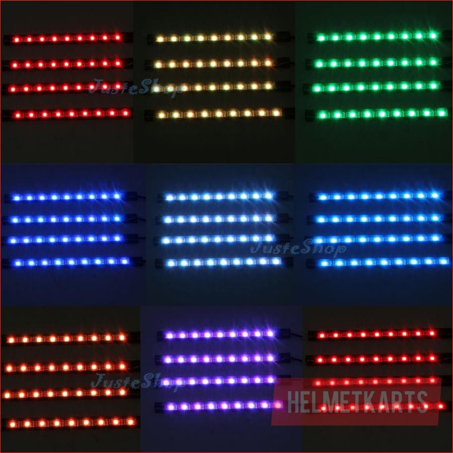 Set (x4) RGB Multi - Color LED Strip w/ Remote - 120mm - Helmetkarts