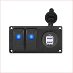 2 Gang Rocker Switch Panel w/ USB charger - Helmetkarts