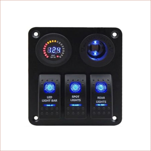 3 Gang Rocker Switch Panel Jeep Wrangler 3 Gang Aluminum Rocker Switch