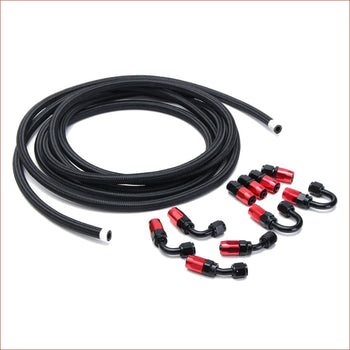 5 Meter Braided line AN-6 Black w/ fittings - Helmetkarts